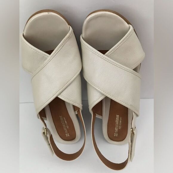 Vintage Naturalizer Comfort Wedge Sandals Cream 9.5W - Picture 6 of 6